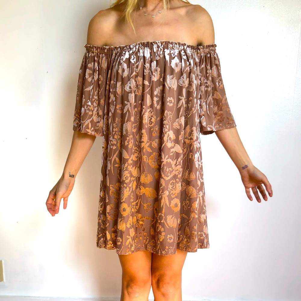 Gold velvet dress